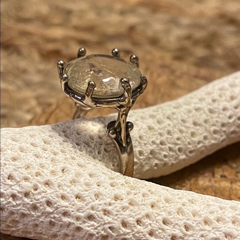 Stunning 950 VTG Rutilated Quartz Ring